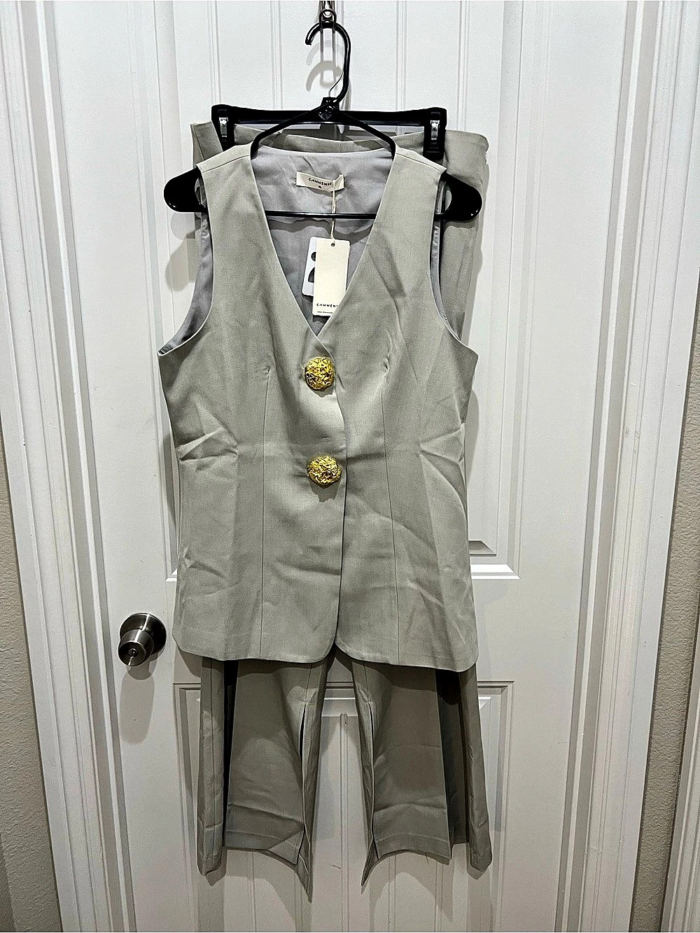 CÄMMERSE Gray Wide Leg Pantsuit Set XL NWT